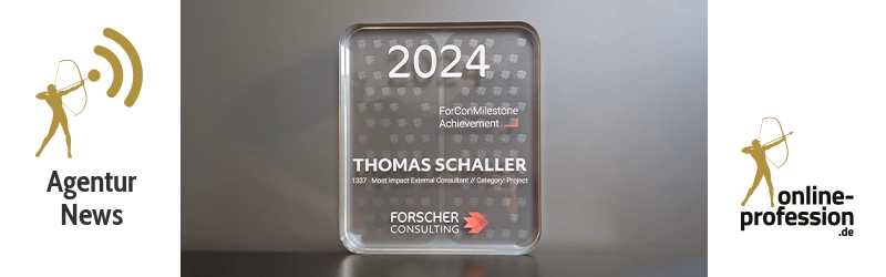 Besondere Auszeichnung für Thomas Schaller durch Forscher Consulting